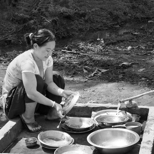 Women and Water Needs from Gender Perspective - cleaning utensils in East Siyang district, Arunachal Pradesh
